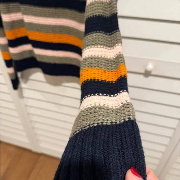 Women's Striped Navy Sweater - Picture 6 of 6